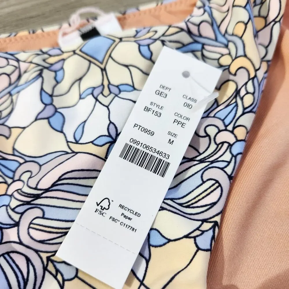 J. Crew Curved-waist Cheeky Bikini Bottom Kaleidoscope New W Tags Women's Size M